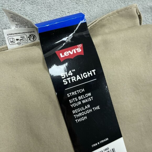 Levis 514 Straight Stretch Beige Pants W36 L30 Original Fit a1289 - Picture 3 of 6